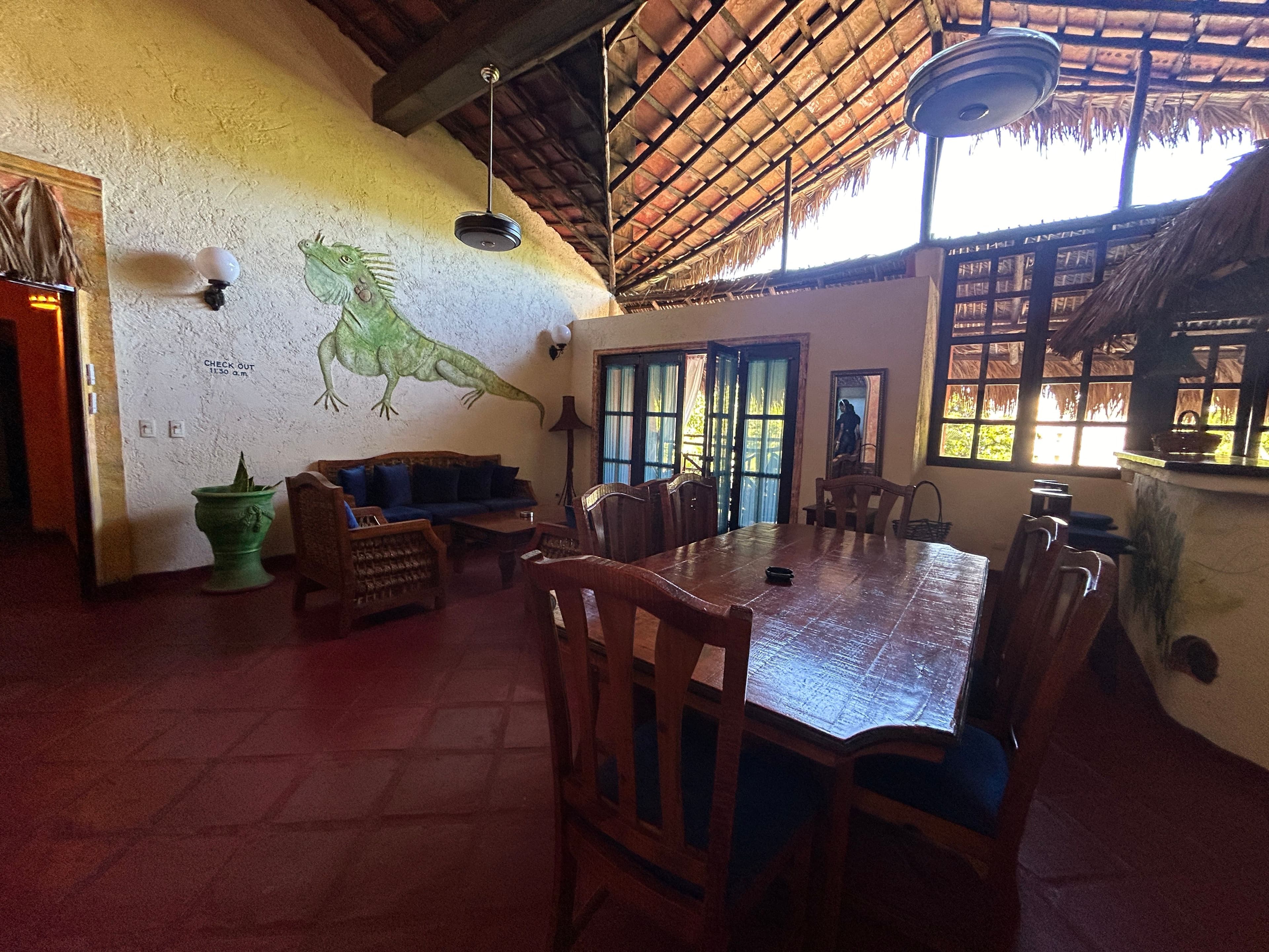21-Room Mexican-Style Hotel with Courtyard Pool in Sosúa — Open living & dining area