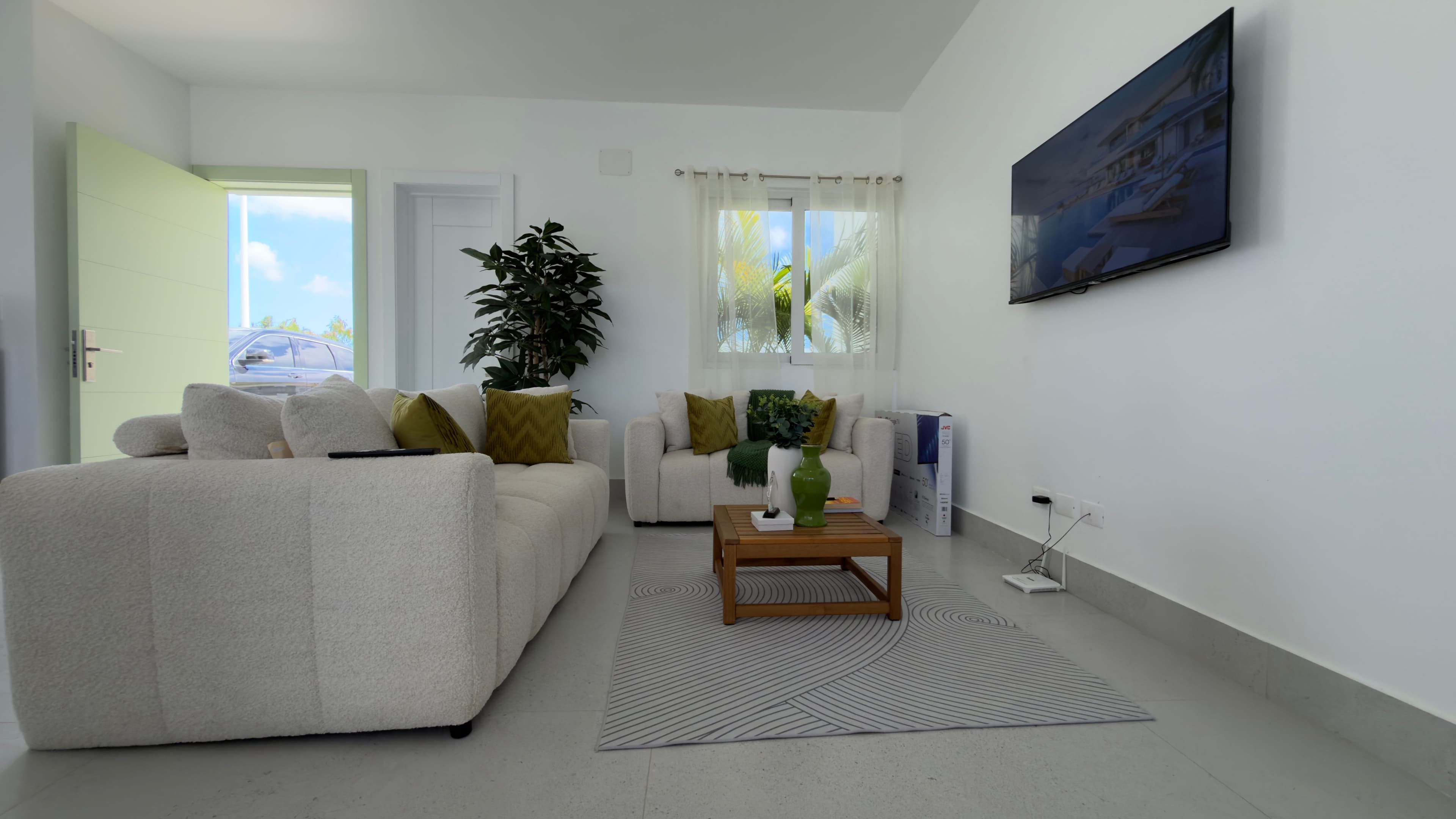 3-Bedroom Furnished Villa with Private Pool in Sosúa Ocean Village — Living room