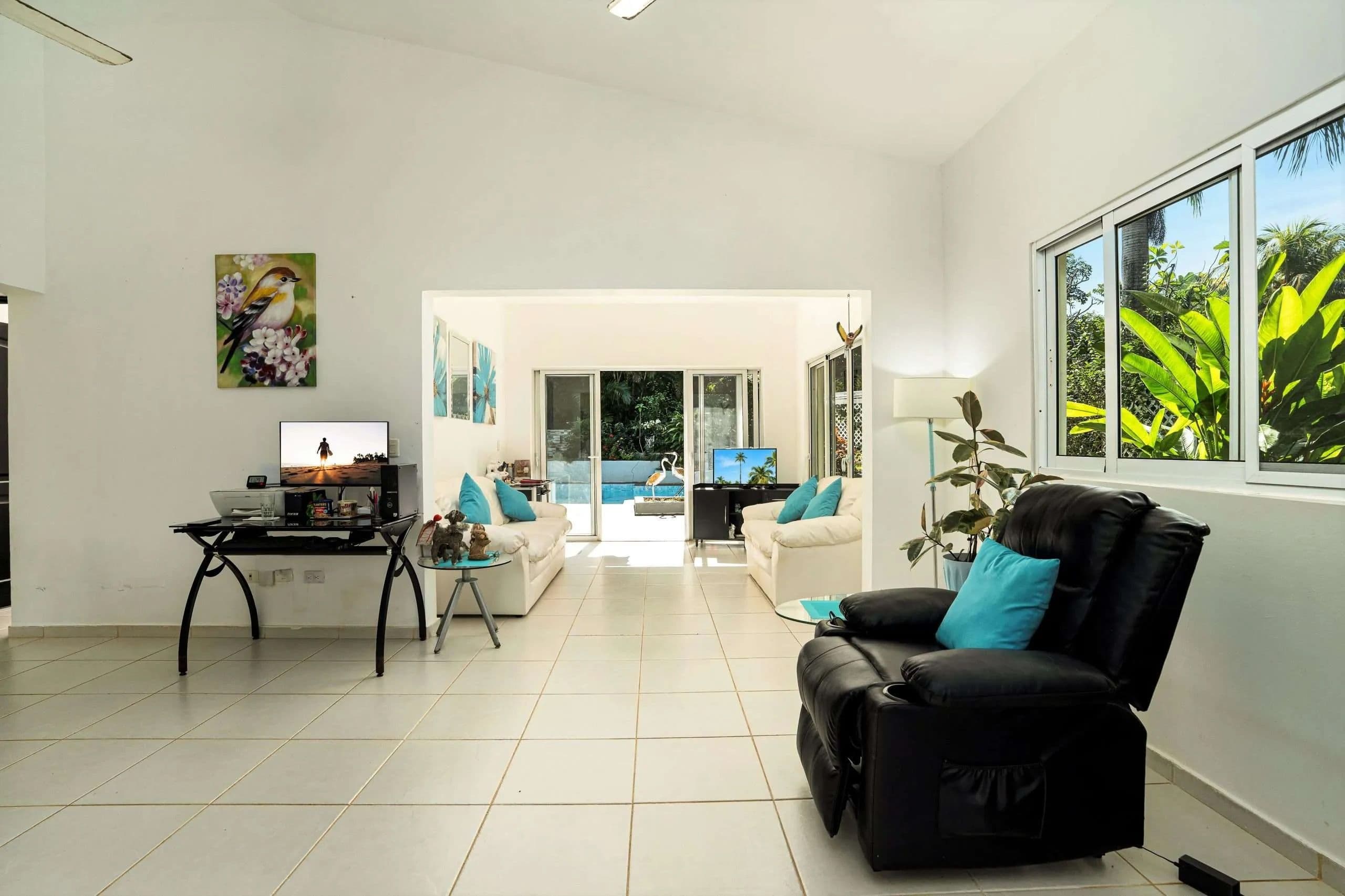 2-Bedroom Colibri Villa with Private Pool in Sosúa — Open living & dining area