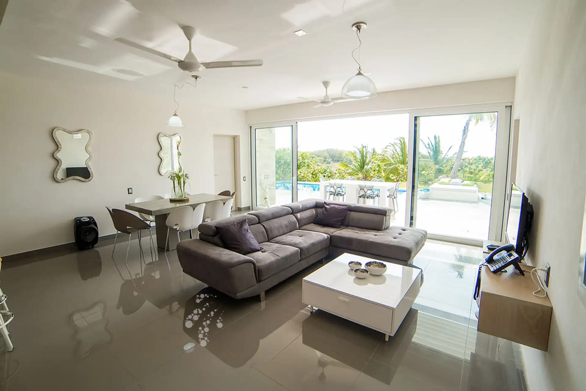 2-Bedroom Villa with Private Pool in Agua Dulce, Sosúa — Open living & dining area