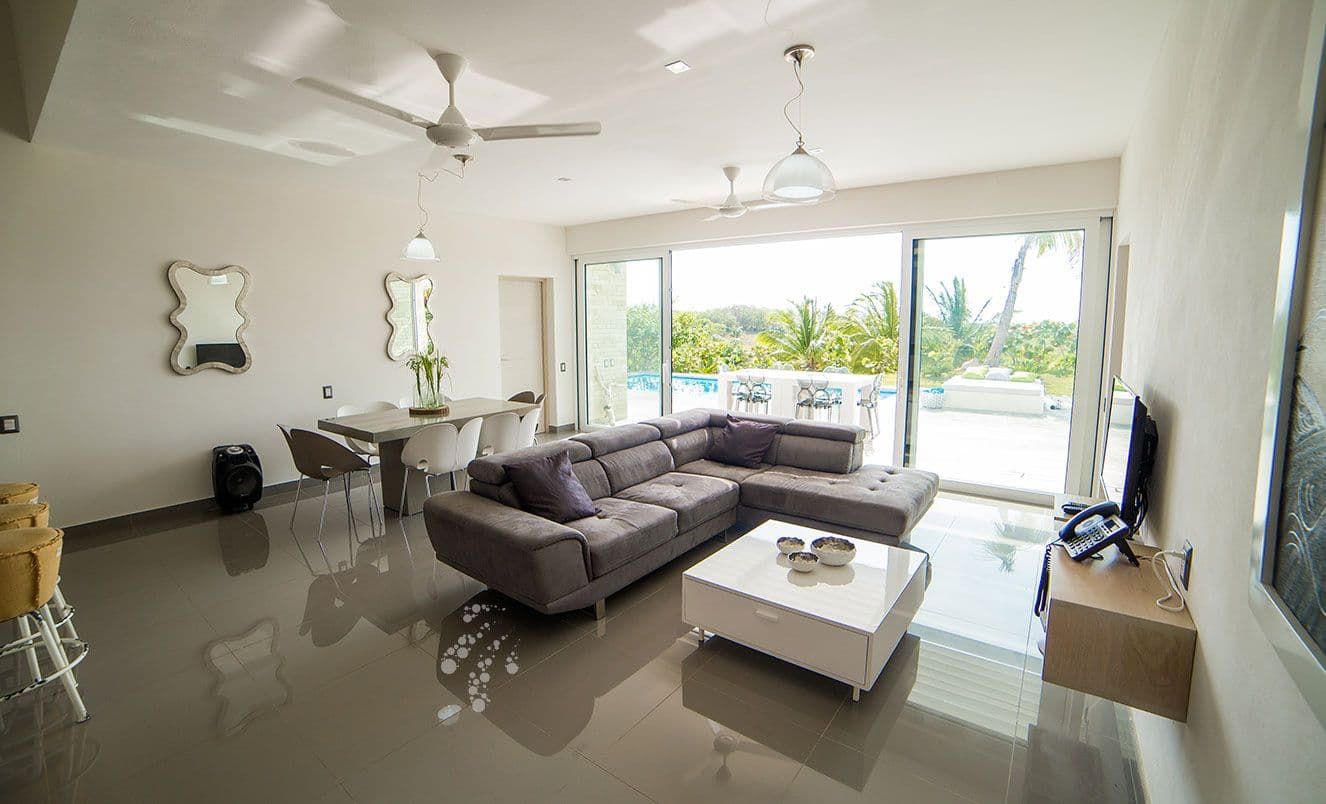 2-Bedroom Villa with Private Pool in Agua Dulce, Sosúa — Open living & dining area