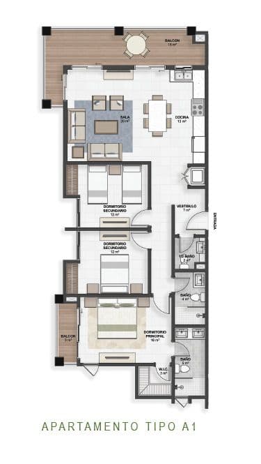 3-Bedroom Condo with Golf Course Views in Playa Dorada, Puerto Plata — Floor plan