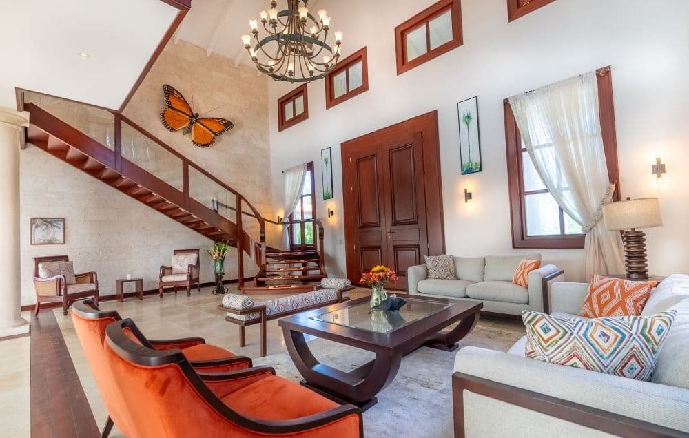 Villa mit 7 Schlafzimmern und Salzwasserpool in Sea Horse Ranch, Cabarete — Wohnzimmer