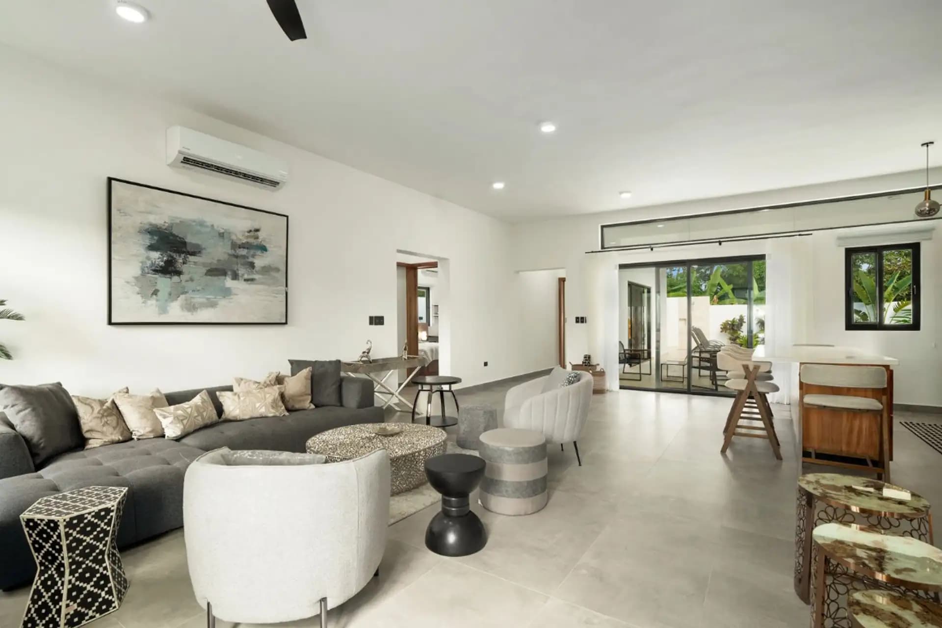 3-Bedroom Custom Villa with Private Pool at Kite Beach, Cabarete — Open living & dining area