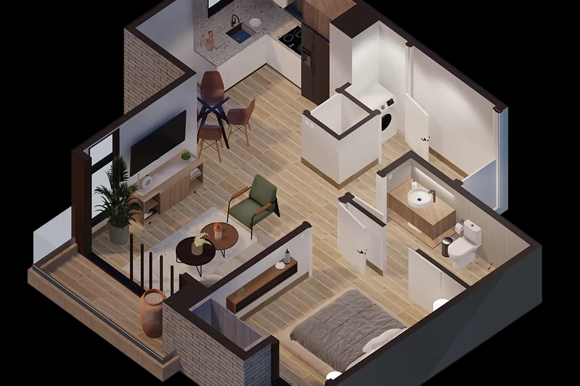 1-Bedroom Apartment with Golf View in Playa Dorada, Puerto Plata — Floor plan