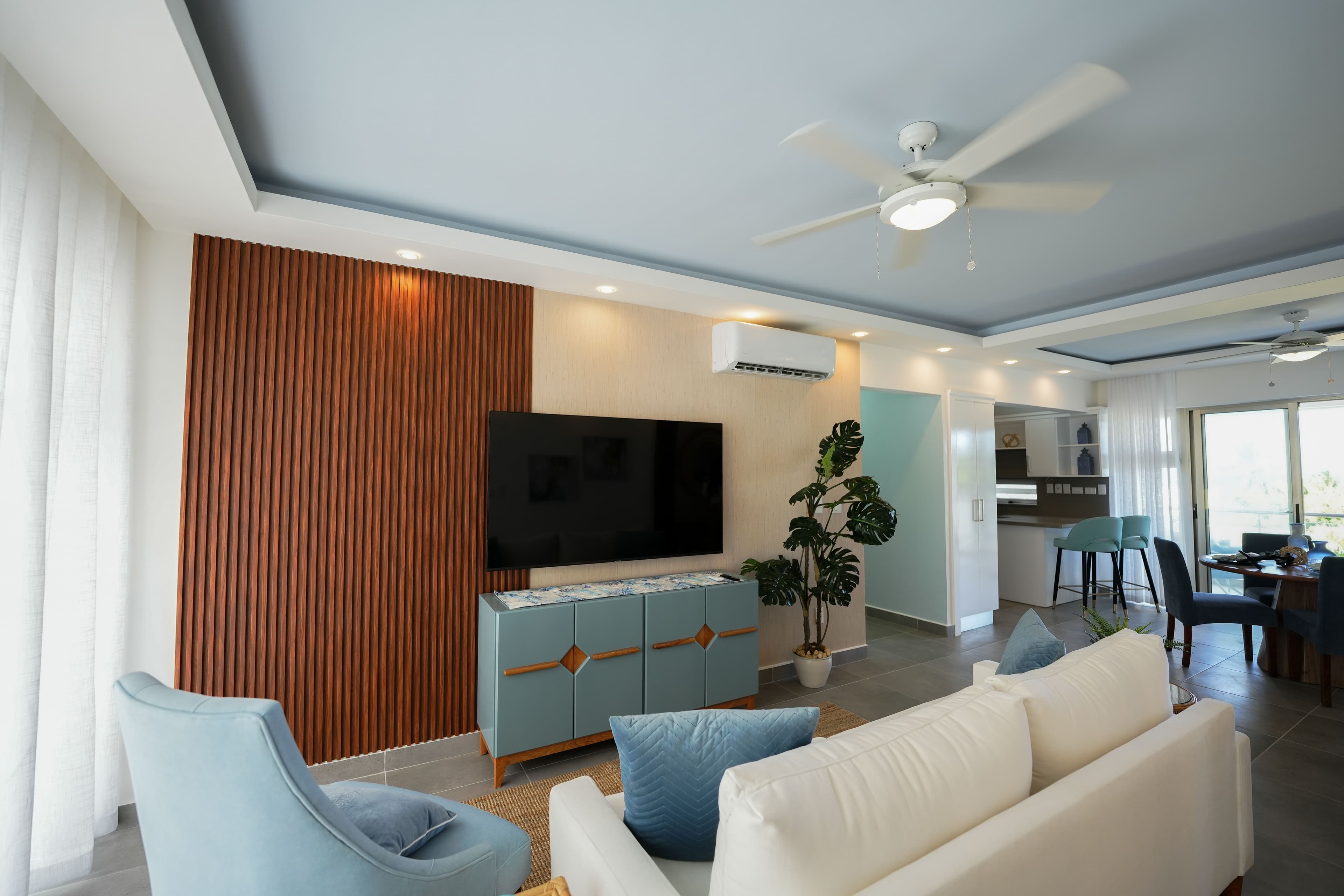 2-Bedroom Condo with Private Terrace near Cabarete Beaches — Living room