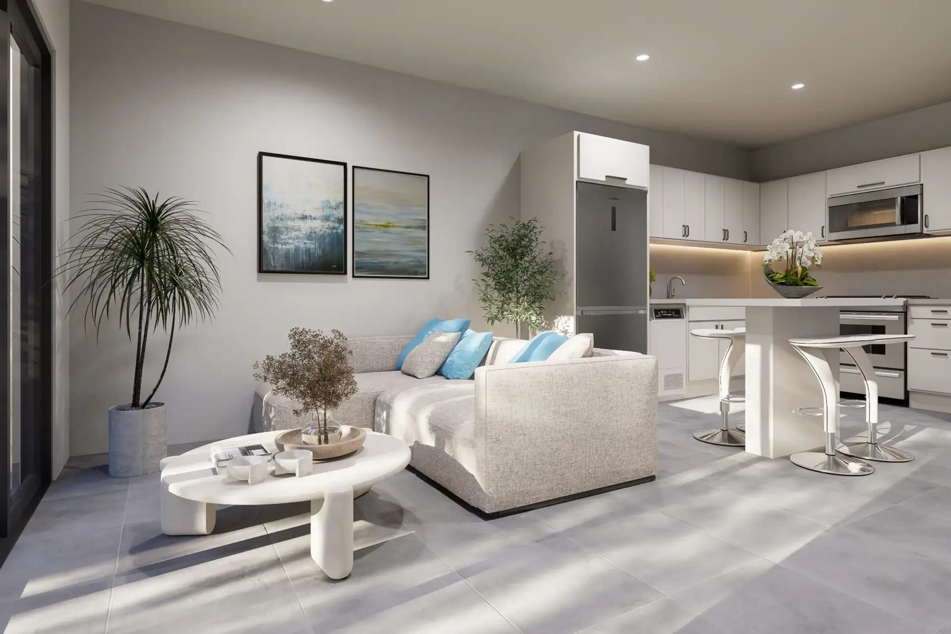 2-Bedroom Townhouse with Private Plunge Pool in Sosúa — Open living & dining area