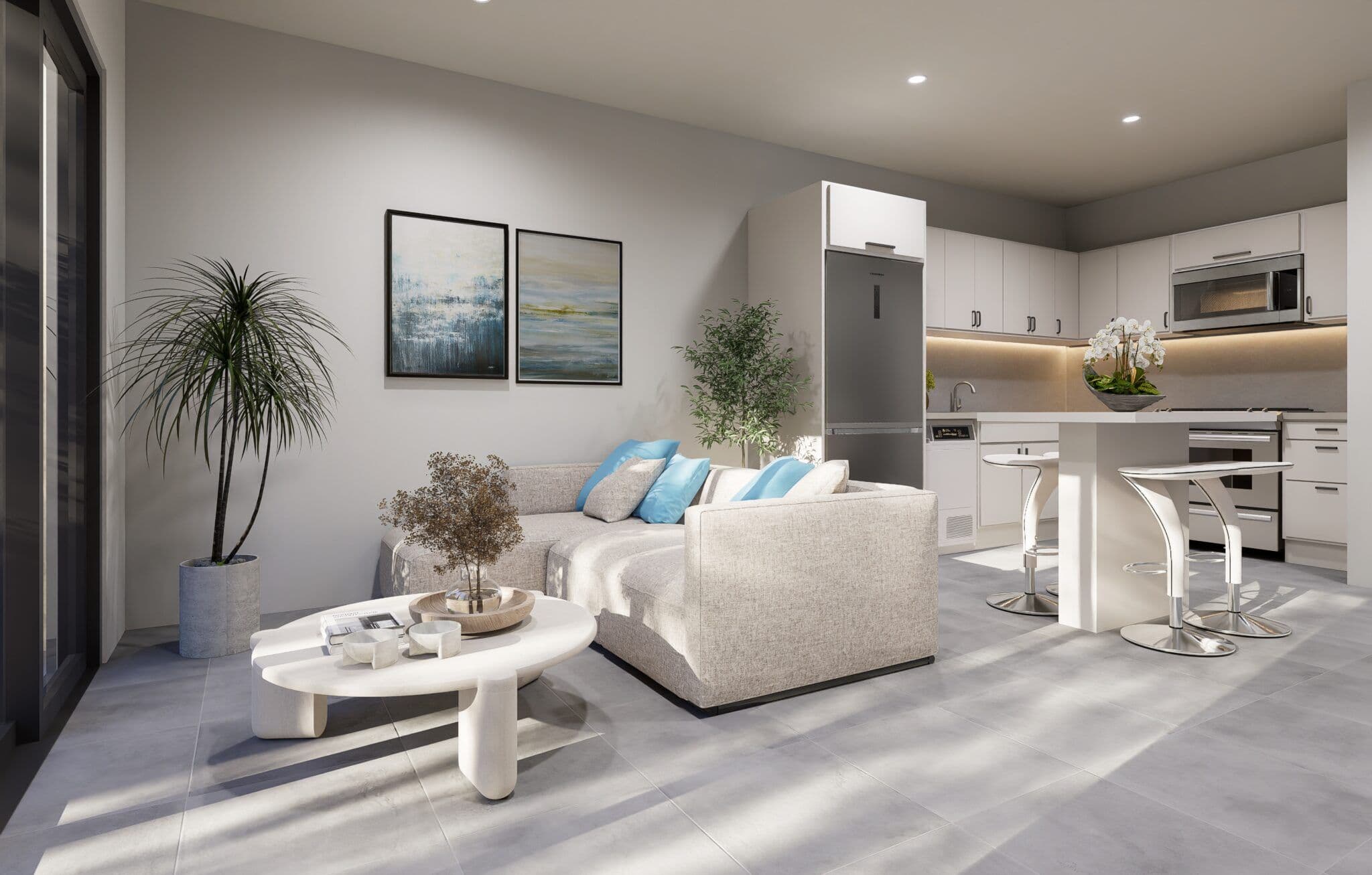 2-Bedroom Townhouse with Private Plunge Pool in Sosúa — Open living & dining area
