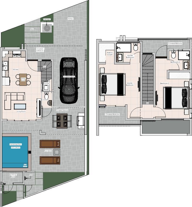 2-Bedroom Townhouse with Private Plunge Pool in Sosúa — Floor plan