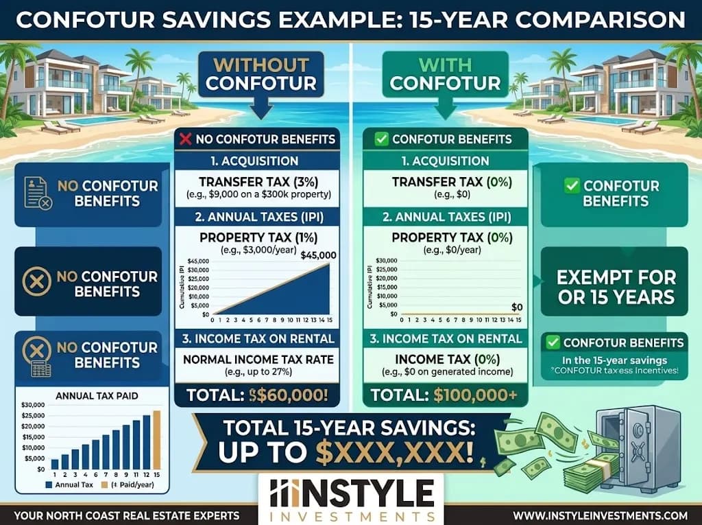 CONFOTUR Savings Example: Buying With and Without CONFOTUR Over 15 Years